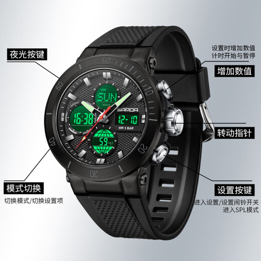 Raelli Electronic Watch Student Student Adolescente alistó Militar Military Sports Multifuncionales Luminoso Watrino Electronic Watch Watch Tending 6191. Verde