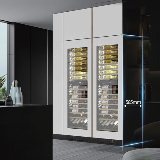 DBERLAN Embraco variable frequency air-cooled embedded red wine cabinet constant temperature wine cabinet cigar cabinet tea beverage cabinet can be externally hung on the kitchen cabinet door panel for seamless installation at home. Frequency conversion can be externally hung door + bumper door wine cabinet ice bar combination 230 bottles