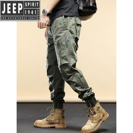
JEEP SPIRIT2025 new work pants men's trendy brand spring and autumn summer pure cotton trousers loose casual men's sports long pants khaki (summer 679) 33 (recommended 150-160Jin [Jin equals 0.5 kg])