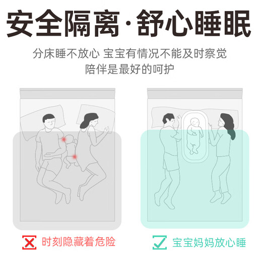
In-law crib mid-bed newborn anti-spray and sleeping anti-pressure movable portable baby bionic bed blue supreme version (exclusive gift pack + mommy bag)