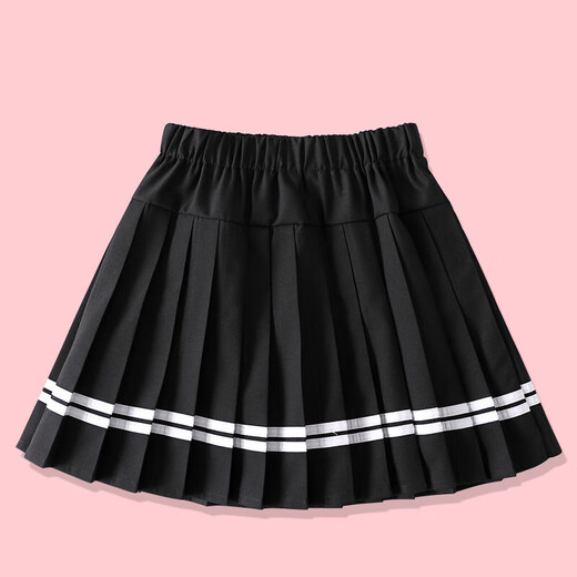 Pushui Fangfing Girls Plissee Rock Khaki Grundschule Rock Sommerschule Uniformrock 6627 Black 100 cm