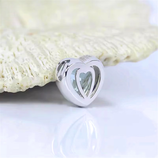 HEEKAIYI Heart of the Ocean Aquamarine Necklace Women's Diamond Pendant Luxury Jewelry Chinese Valentine's Day Birthday Gift for Wife Aquamarine Diamond Pendant 1.38 carats +18k gold chain