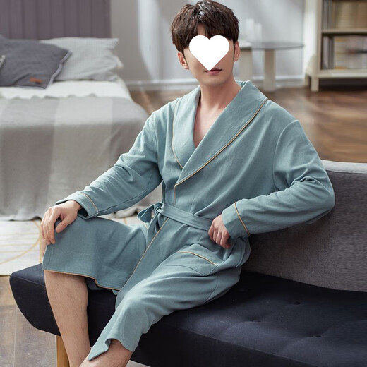 Fhhuabd Hotel Nachthemd Pure Cotton Herren vierjährige Universal Home Clothing Frühling und Herbststil 2025 Neues Bademant