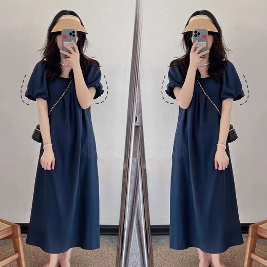 Jingqi (JOYNCLEON) maternity dress summer thin dress trendy mother fresh maternity summer dress small Korean version maternity dress blue XXL
