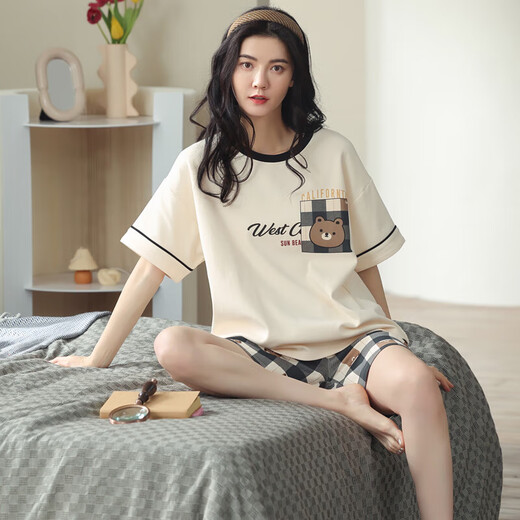 Sitio web oficial de Hongdou (HODO) [recomendado por la madre central] 2024 Nuevo pijama para pantalones cortos de algodón puro de verano para mujeres en primavera y otoño estilo verano para ropa al aire libre ZH-9859# pantalones cortos M (80-100Jin [Jin equivale a 0.5 kg])