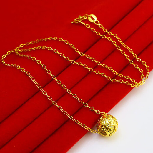 Huaiyin imitation gold necklace 18K gold pendant AU750 pure gold pendant women's men's transfer beads fine jewelry round beads + chain price