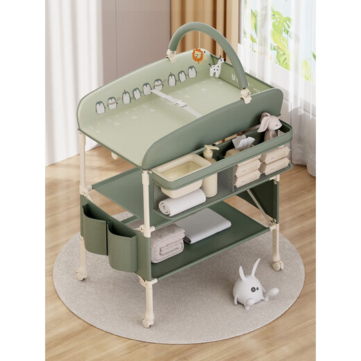 YouLebo [Neues Produkt] Windel Tisch Babypflege Tisch Baby faltbare mobile Babybadesschale Wechsel Tabelle 618 Yadong Dunkelgrün [Luxus] Spielzeugständer + kleines Wasser