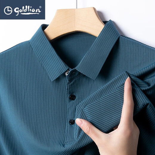 GY金利来短袖POLO衫男士夏季薄款上衣服翻领纯色冰丝T恤速干POLO衫 藏青9196 M