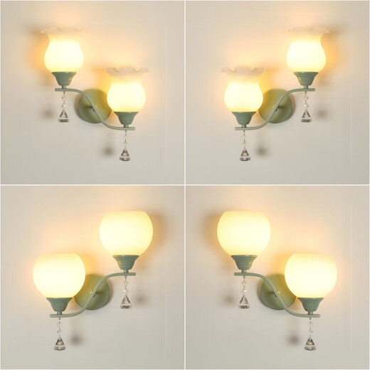 Antike Stadtlampen Zhongshan Lampen 2025 Bettleuchten Wandmontierte grüne Wandleuchten Neues Stil Wohnzimmer Schlafzimmer Wand Balkon Treppe B684 Grüne runde Flach 8. Warmfliesen Licht (weißes Licht benötigt Noten)