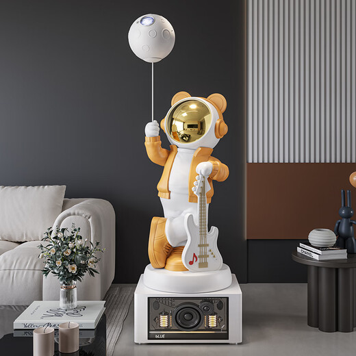 Jizhao Astronaut Large Ornament Floor-standing Audio Living Room Ornament TV Cabinet Sofa Decoration Housewarming Gift Orange K-Song Audio 2.0 + Xiaoai Speaker + Starry Sky Light