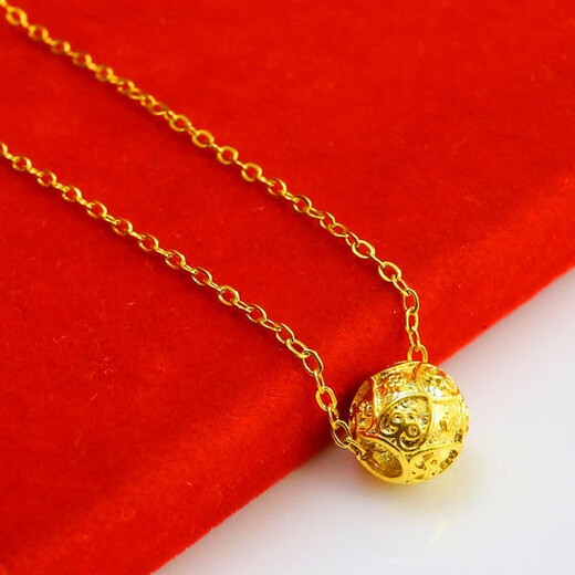 Huaiyin imitation gold necklace 18K gold pendant AU750 pure gold pendant women's men's transfer beads fine jewelry round beads + chain price
