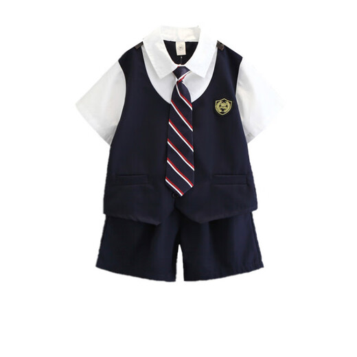 G.DUCKKIDS儿童西装套装帅气男童夏季花童主持人礼服宝宝英伦幼儿园毕业服装 假两件西装套装 90 尺码建议1~2岁cm