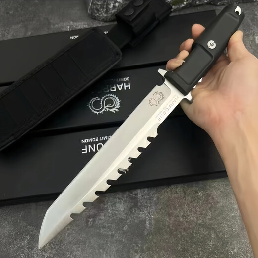 Italian Extreme Force baleinie fourche extérieure couteau droit tactique haute dureté n690 couteau en acier extérieur de survie portable couteau italien extreme fork balent [noir et blanc] 35 cm-greater que 60 [donner un k-shelf tactique]