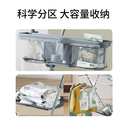 欧孕（OUYUN）尿布台婴儿护理台洗澡一体宝宝多功能简易升降折叠婴儿床垫子 高级灰基础款无置物兜