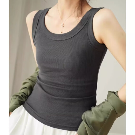 Summer nuevo chaleco sin mangas de algodón para mujeres que usan una camisa base con un ajuste delgado y versátil atuendo de mujeres, Z Yuren 1050 Green L