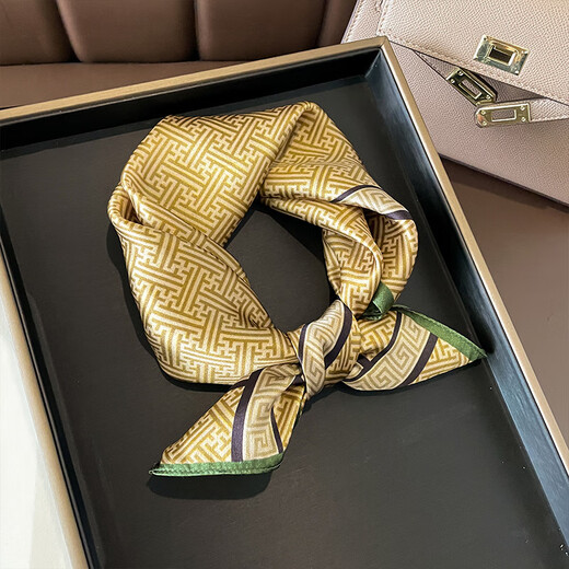 
MAGIOPY luxury beige silk scarf small square scarf for women versatile mulberry silk hairband small silk scarf fashionable small scarf 13117-main picture 53*53cm