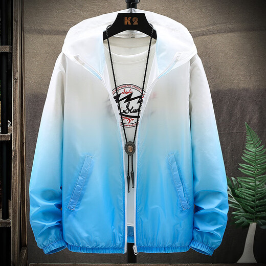 Pang Donglai Protection solaire Vesailles de couleur de dégradé pour hommes pour hommes de style coréen des hommes Veste de la veste pour hommes respirants décontractés 9926 bleu foncé bleu clair m