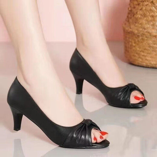 Belle-tread brand broken-size high heels single shoes 2025 summer new sandals for women, slim heels, versatile fish-mouth shoes for women, Huidong sandals for women, black 20 sandals for women, 2025 new 34