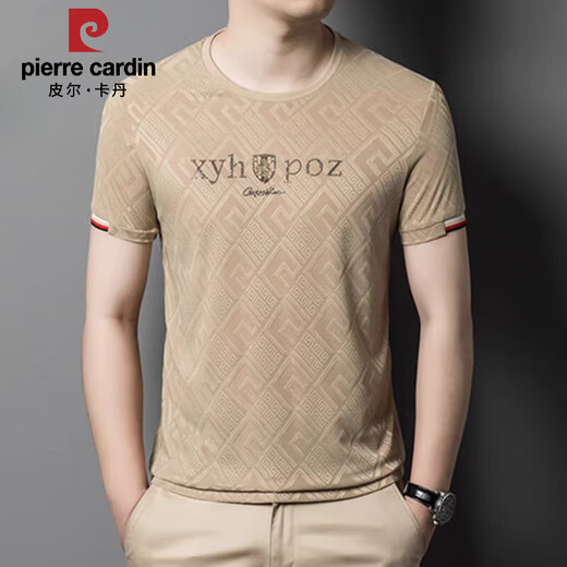
Pier Cardin 2025 summer new jacquard breathable mulberry silk T-shirt men's short-sleeved round neck casual versatile half-sleeved top men white 829 XL size 175 [135-150Jin [Jin equals 0.5 kg]]