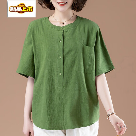 
Yimuqi, middle-aged and elderly fat mother, large size loose cotton short-sleeved T-shirt for women, women's cotton t-shirt, belly-covering thin top, summer, black 9901 cotton 95 spandex 5 L 100-115 Jin [Jin equals 0.5 kg]