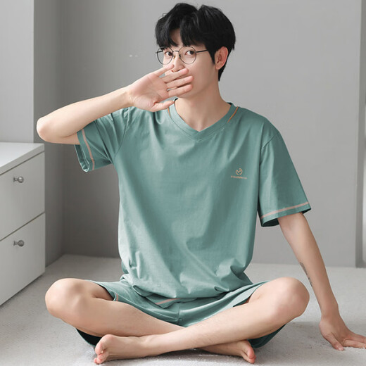 Yalu Modal Summer Pyjamas Herren dünne lose Shortsleeved Shorts für Sommersporthausbekleidungsanzug QDM3519# L