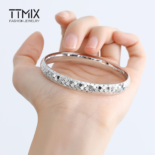 TTMIX women's pt950 platinum bracelet, fashionable and shiny platinum bracelet, elegant and round bracelet, 56mm, weight 29.57g, width 8.0mm
