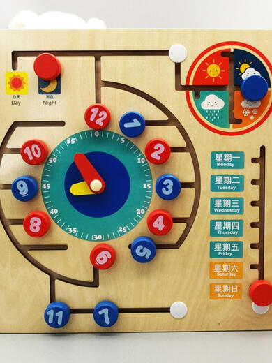 Muqin montessori früh Bildung Spielzeug Wall Digitaluhr Strecke Positionierung von Holzbett Baby DIY House Nutztiere finden Labyrinth