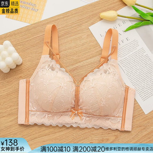 维多利亚的格调内衣女文胸无钢圈聚拢性感中厚款收副乳美胸胸小胸罩上托 829中厚浅紫色 4XL 34/75a