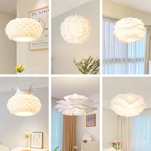 Restaurant Kronleuchter Einfache moderne kreative Designer-Raumleuchten Gang-Creme-Stil-Hauptschlafzimmer-Kinderzimmerlampen 9272 Kronleuchter 35 cm Drei-Farben E27 Lichtquelle