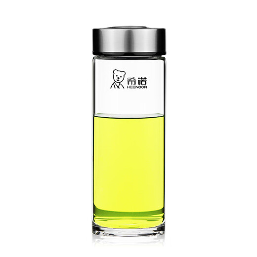 HEENOOR glass cup single-layer tea portable men and women's water cup car-mounted thickened heat-resistant business portable cup 6196-530ml natural ribbon filter original PU