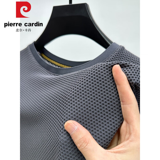 Pier Cardin Ice Silk Mesh T-Shirt Herren kurzärmelige runde Hals Sommer Eissensen atmungsaktives schweißabsorbierend