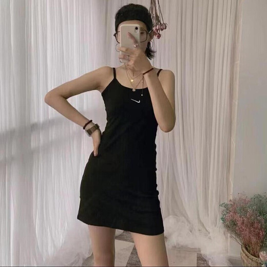 耐克（Nike）女装T恤衫 夏季新款时尚舒适透气运动休闲修身显瘦吊带连衣裙 DM6231-010黑色 XL