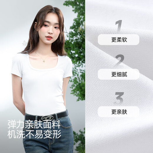Warrior Slim Fit Square Neck Short Sleeve T-Shirt Women's 2026 Summer Versatile Casual Temperament Top Fashion Simple Women's Clothing