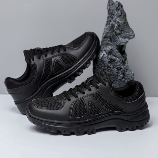 Zapatos casuales de hombres negros para hombres zapatos deportivos transpirables zapatos de entrenamiento militar zapatos para correr trabajos de protección laborista zapatos para caminar para hombres tela de entrenamiento 42