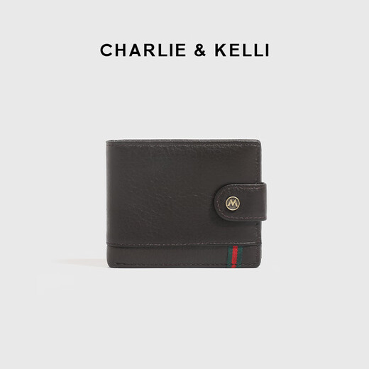 Charlie / Kelli Marke Light Luxury CK Wallet Herren Horizontaler kurzer Aufbewahrungskartentasche Münzbrieftasche Geburtstagsgeschenk für Freund Kaffee [Praktisches Geschenk für den chinesischen Valentinstag]