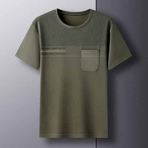 MrjeysXs Sommer loser runder Nacken halbärmeliges Hemd Daddy Top Cool Ice Seide mit mittleren Alters und älteren Herren-T-Shirt kurzärmelig mit mittlerem Alter 690 Lake Blue + 693 Marine Blue M 48/105 (90-110jin [Jin gleich 0,5 kg]))