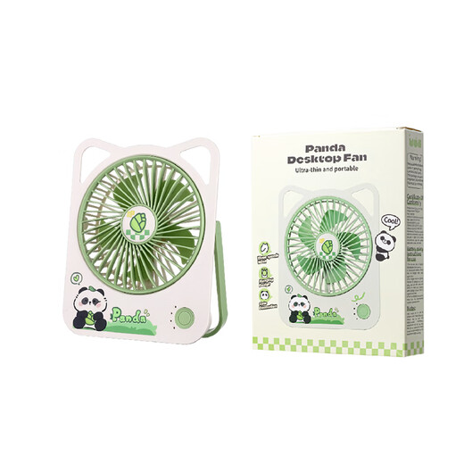 MIYU Desktop Small Fan prend en charge le logo personnalisé Logo ultra-mince Portable Murtory Dormitory Portable Cartoon Outdoor USB Small Ventiche électrique à trois vitesses Carton Panda Panda Panda 9221P (vert)