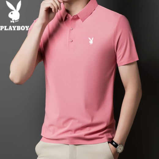 Playboy (Playboy) 2025 Neues Sommer-Kurzärmel-Polo-Hemd für Herren-Ice Seide Traaceless und Nicht-Eisen-Geschäfte lässig halbärmelig dünnes Herren-T-Shirt 12358 White 3XL (160-175jin [Jin gleich 0,5 kg]))