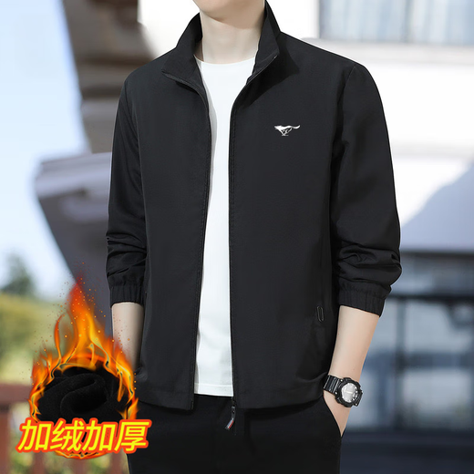 Septwolves Jacket Men's Spring and Autumn New Jacket Men's Velvet Warm Casual Top Q2236 Blue Spring and Autumn Black Velvet One Size 2xl