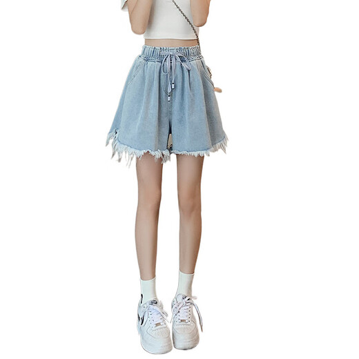 Zhang Fanyu A-Line High-Waist Denim Shorts pour femmes en été slim slim shorts pour les étudiants et les vêtements pour femmes de taille plus.