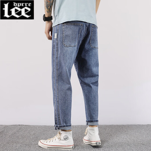 Lee DPRRE Summer Fatty Big Size Jeans Jeans Thin Elastic and Fat Plass Loak Fashion Brand Маленькие ноги гаремы Мужчины 9903 светло-голубой девять очков, высокий человек, не подходящий 32