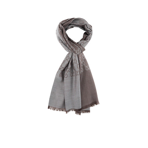 Gucci (GUCCI) classic double G double-sided printed fringed scarf for men and women, dark gray 165904 3G646 1264
