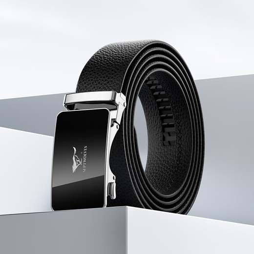 Sieben Wolf Echtes Leder -Leder -Ledergürtel Automatische Schnalle Belt Business Birthday Vaters Day Geschenk praktisch für Freund und Ehemann