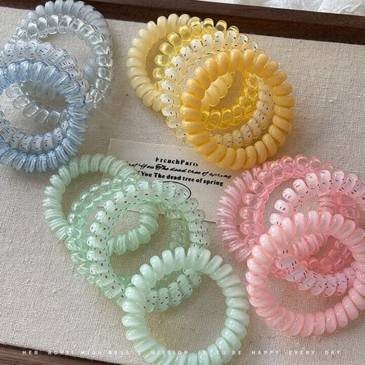 Jieweiyi phone cord hair band hair rope Internet celebrity 2025 new style hair tie women's ponytail rubber band high elastic and durable leather sheath JYFQ177 blue + pink 8 pieces