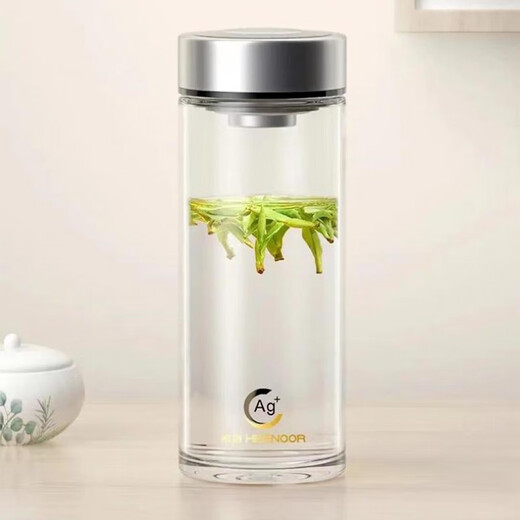 希诺（HEENOOR）单层双层玻璃杯加厚滤网女士泡茶便携水杯大容量杯子车载办公杯 【银离子抗菌】XN9905 500ml