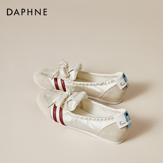Daphne shallow mouth ballet dance shoes for women flat low heel lightweight commuter breathable sports and casual shoes Beige 38