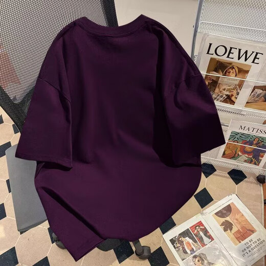 Foss Phil short-sleeved T-shirt for men's summer thin new American fashion brand loose design versatile couple's half-sleeved top MSL-C733 dark purple XL