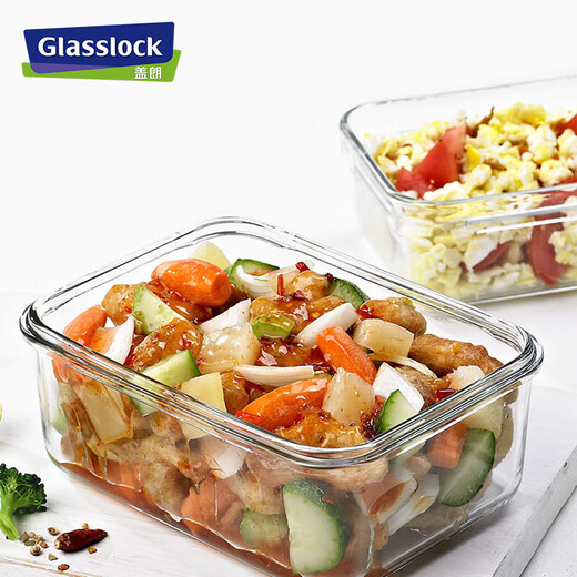 
Glasslock fresh-keeping box imported heat-resistant glass lunch box freezer storage box refrigerator sealed with rice three-piece set 400ml+695ml free bag [Girls style]