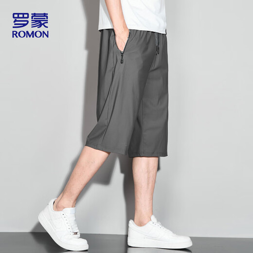 
ROMON (ROMON) sports shorts men's summer breathable thin loose casual running beach pants cropped pants ZH9877 gray XL