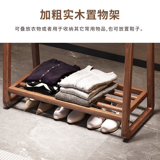 实木挂衣架落地卧室铜木简约轻奢衣帽架客厅民宿收纳挂包大衣鞋架 902-60cm胡桃色